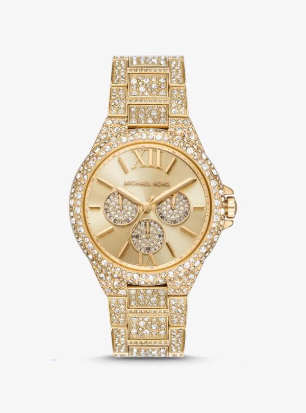 Panske Oversized Hodinky Michael Kors Oversized Camille Pavé Gold-Tone Zlate - Hodinky Michael Kors Sleva | ZPCSU-6512